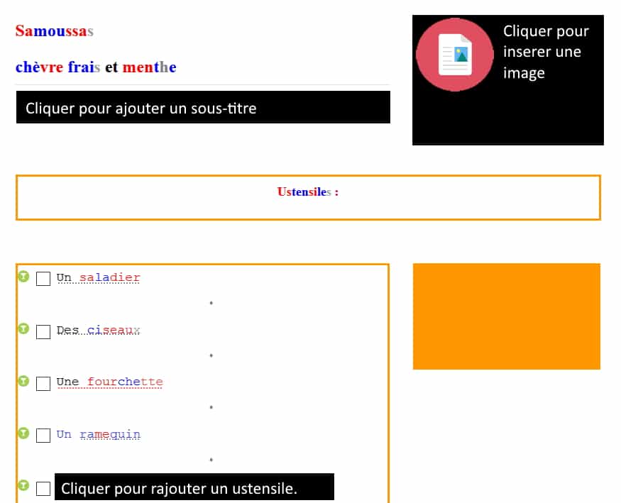 template Recette